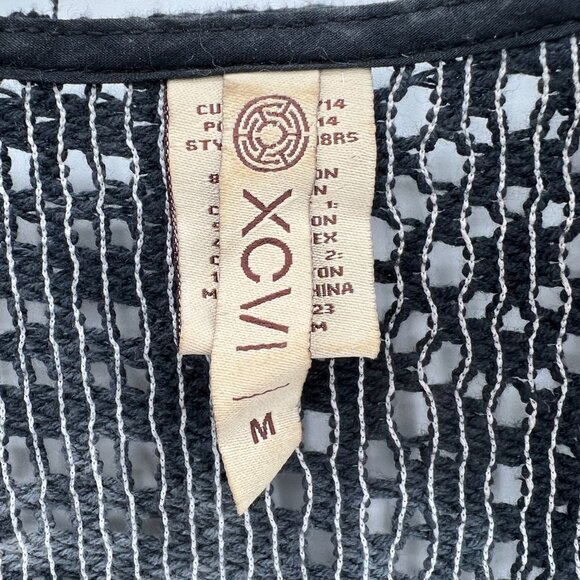 XCVI Tie-Dye Open Front Knit Cardigan Size Medium Crochet Boho Fringe Gray - Picture 4 of 10